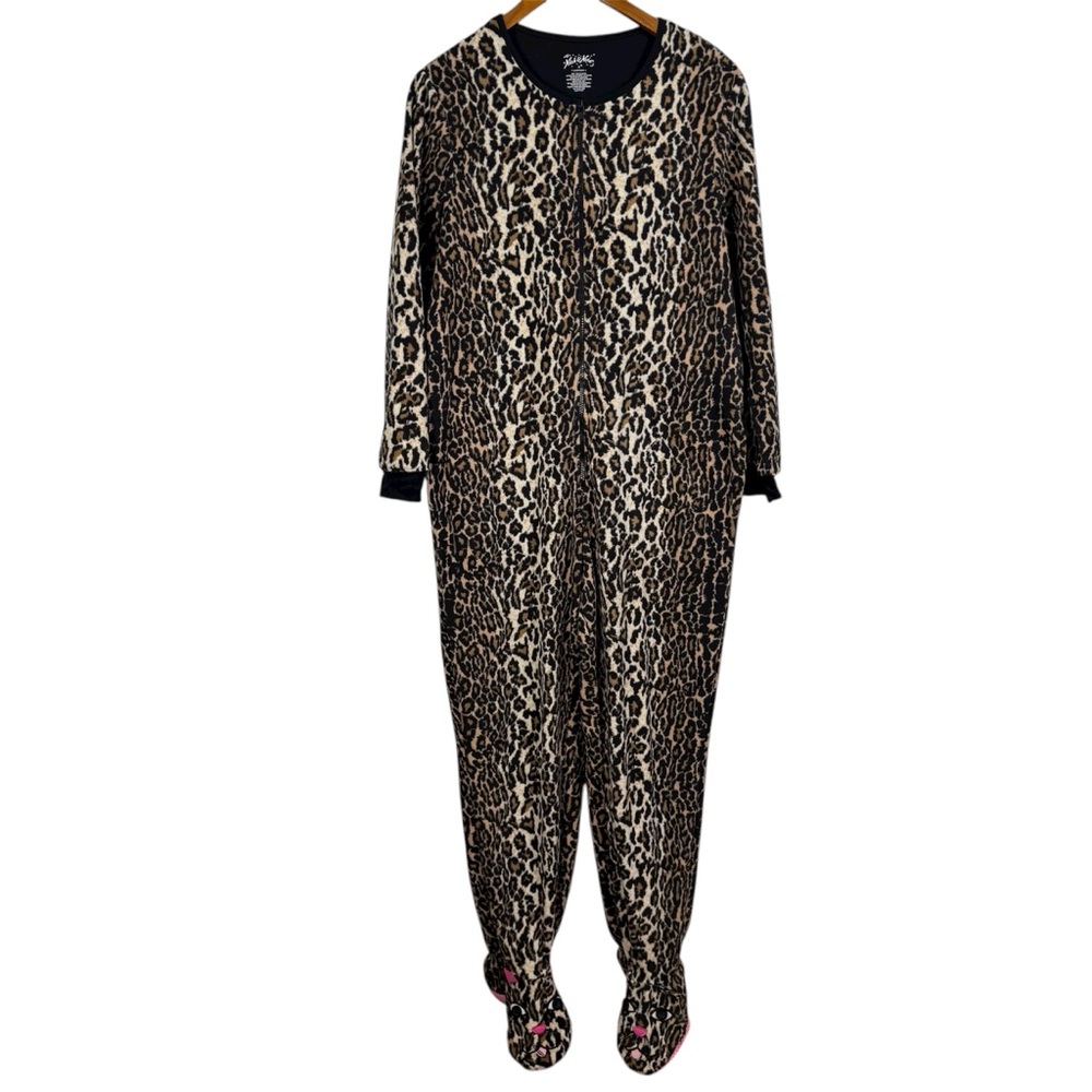 Nick & Nora Leopard‎ Print Adult Footie Pajamas Size Small